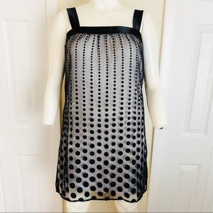 WHBM PLUS Black Polka Dot Sheer Overlay Dress